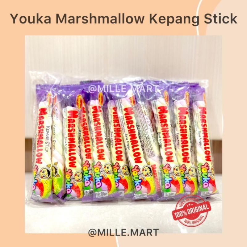 

[1 pak isi 20 pcs ] MARSHMALLOW YOUKA JEPANG STICK 6GR x 20 / MARSMALLOW KENYAL KEPANG STICK