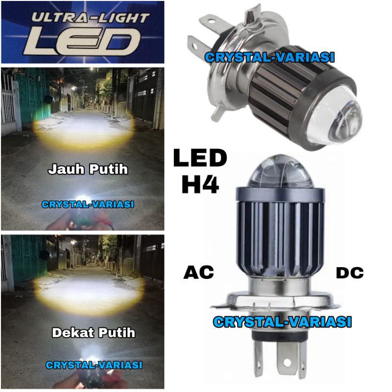 Lampu Utama Motor Mobil Led H4 Laser D2 High Low Putuh Kuning/BOLAM LAMPU LED H4 LASER HIGHT LOW PUT
