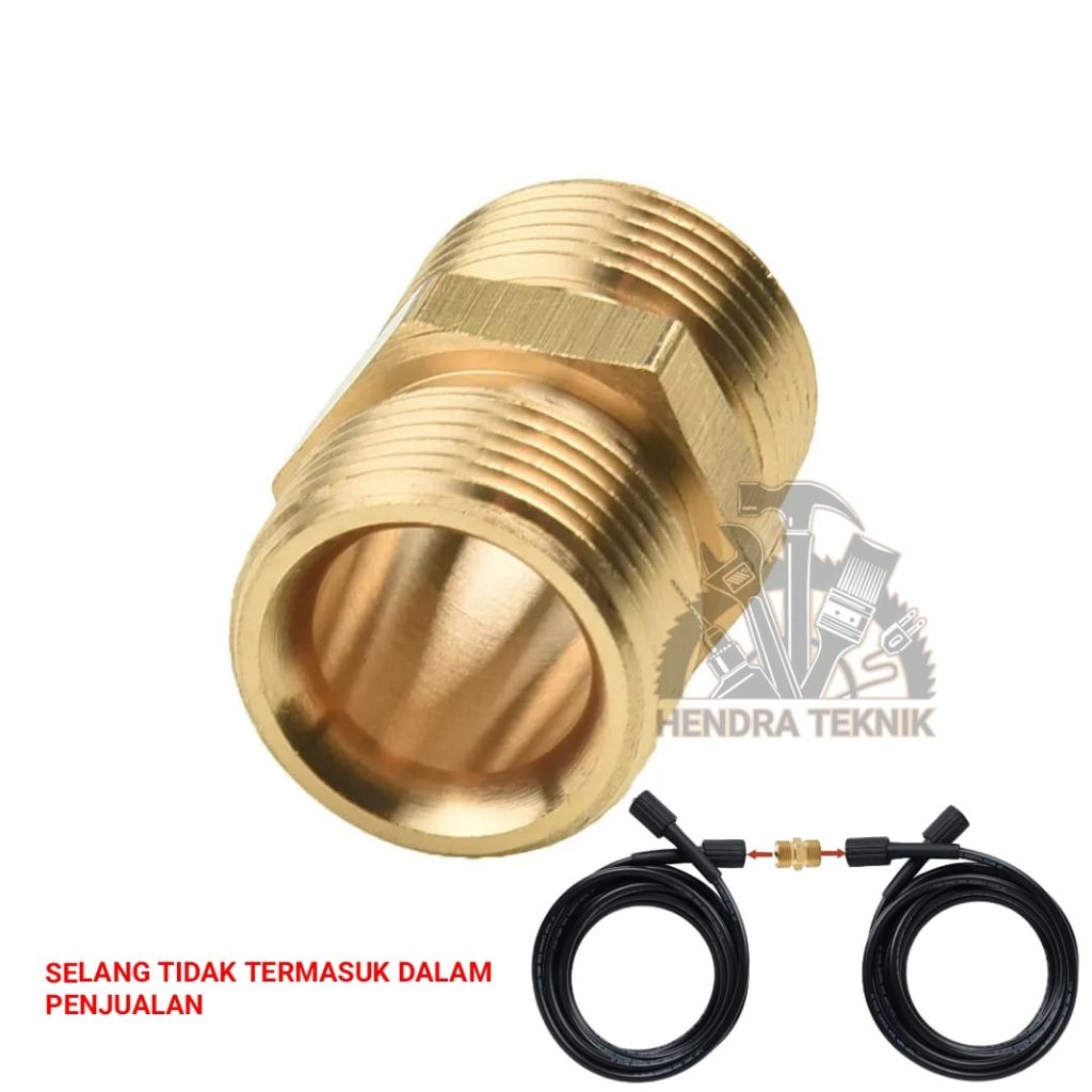NEPEL SAMBUNGAN SELANG STEAM M22 x 15mm EXTENSION CONNECTOR JET CLEANER DOBEL NEPEL MESIN CUCI MOBIL