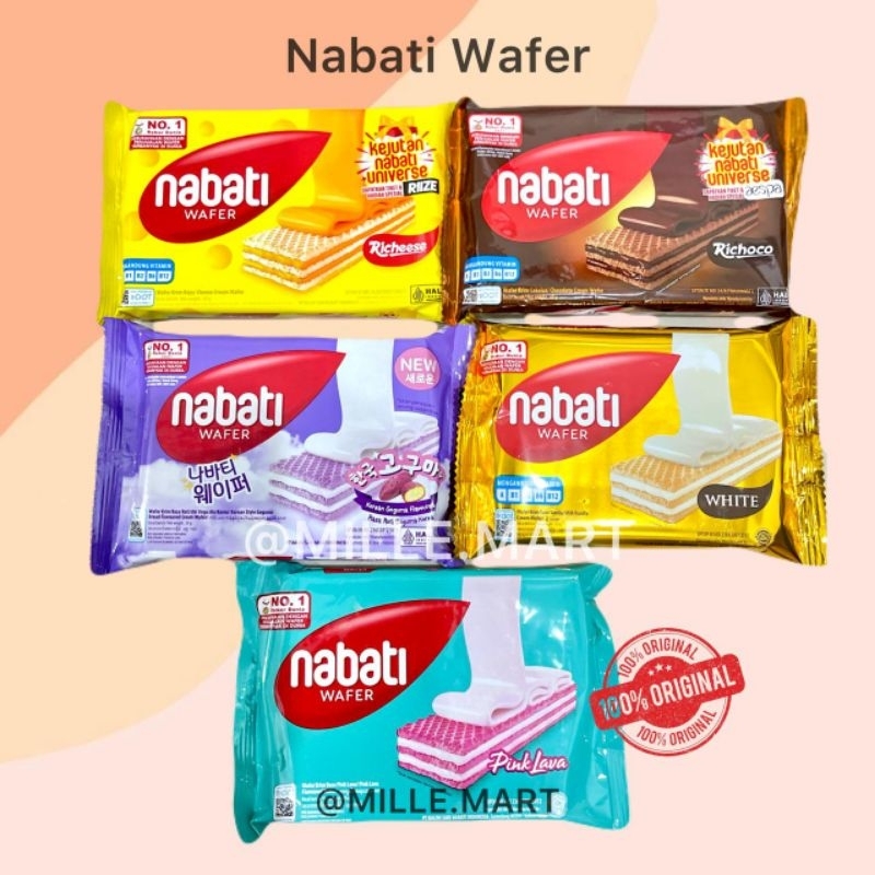 

[Per pcs] NABATI WAFER 39GR RASA COKELAT RICHOCO/WHITE VANILLA/PINK LAVA/CHEESE RICHEESE/KOREAN GEGUMA FLAVOURED RASA ROTI GOGUMA KOREA TARO