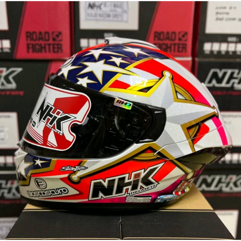 HELM NHK MARK 1 SOLID ALONSO STAR WHITE GP EDITION single visor