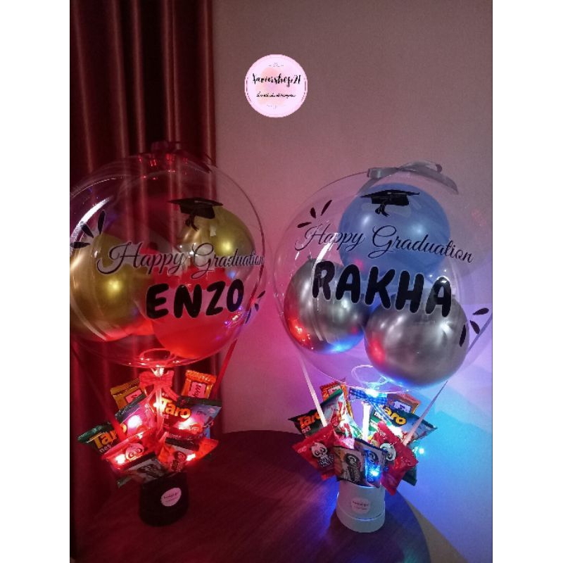 FREE LAMPU LED Buket Balon Pvc / Balon Bloom box / Buket balon snack