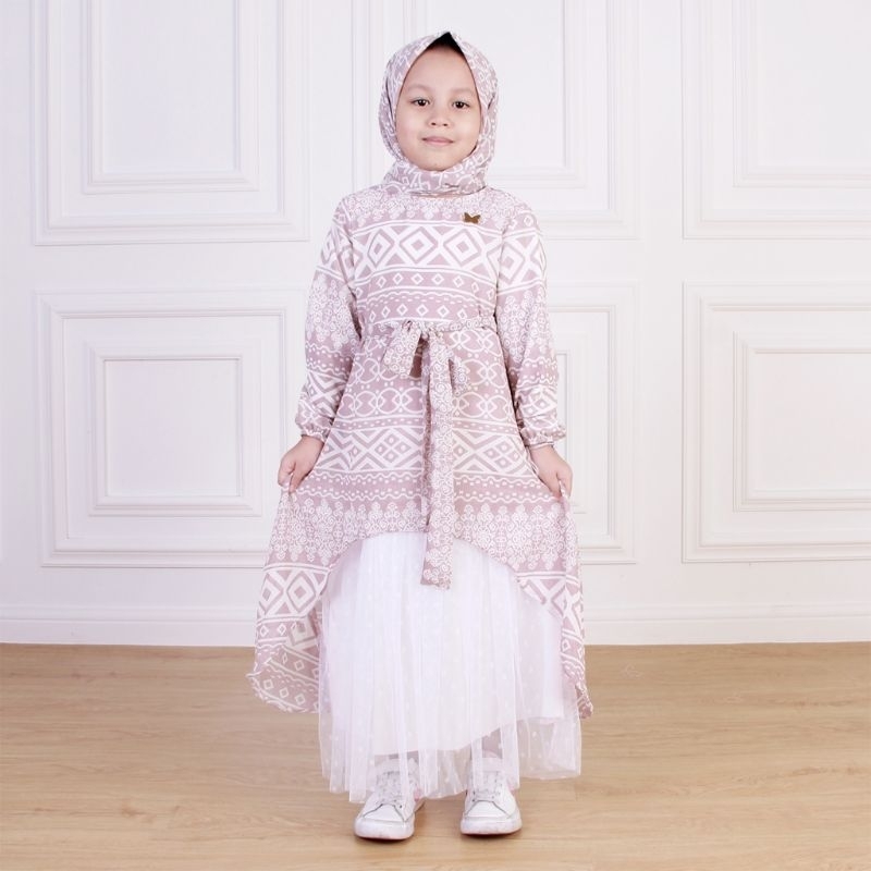 Gamis anak Adelia Ceruty Etnik Tile free Jilbab gamis batik anak gamis pesta anak dress anak dress m