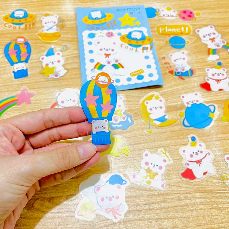 

[SATUAN] Sticker Beruang Putih Biru | Sticker Deco atau Freebies Waterproof