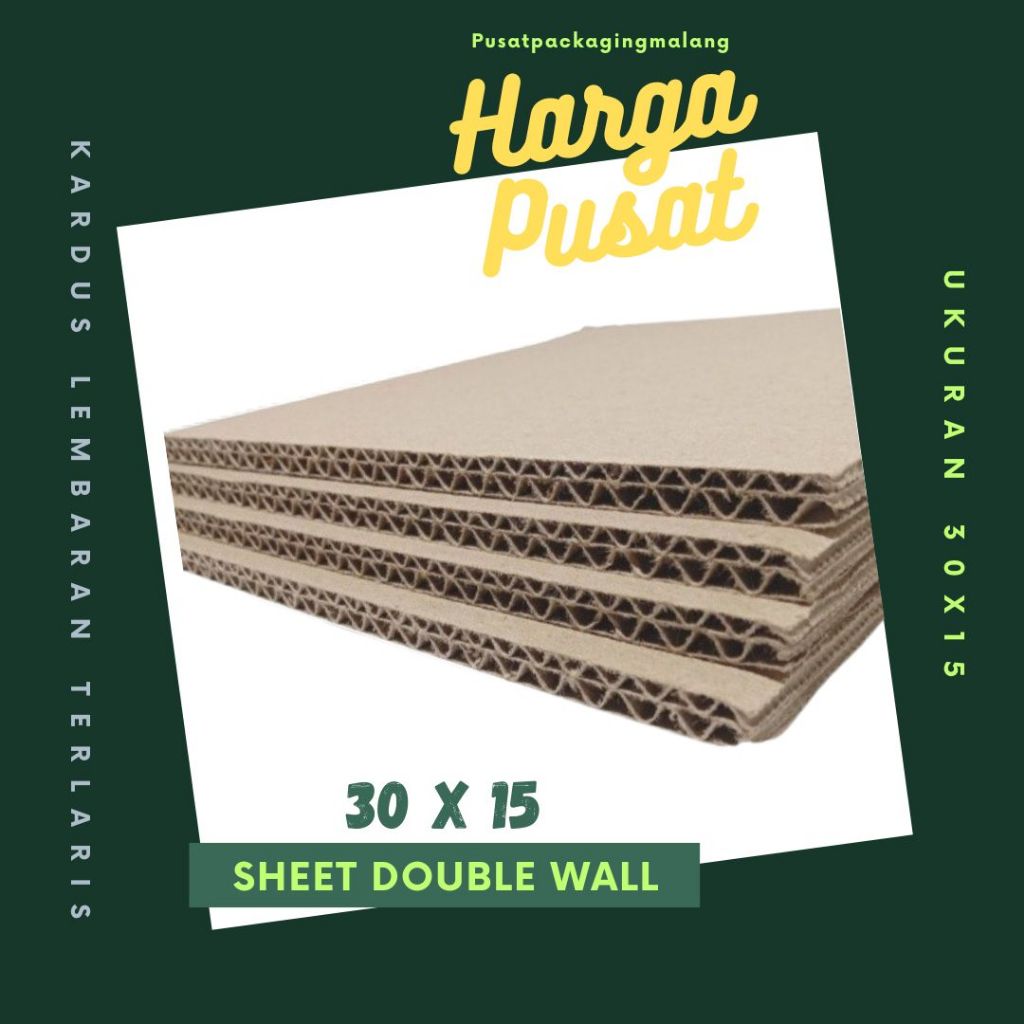 

Kardus Lembaran 30x15 / 20x15 Sheet Polos Double Wall Packing Karton Coklat Warna Packing