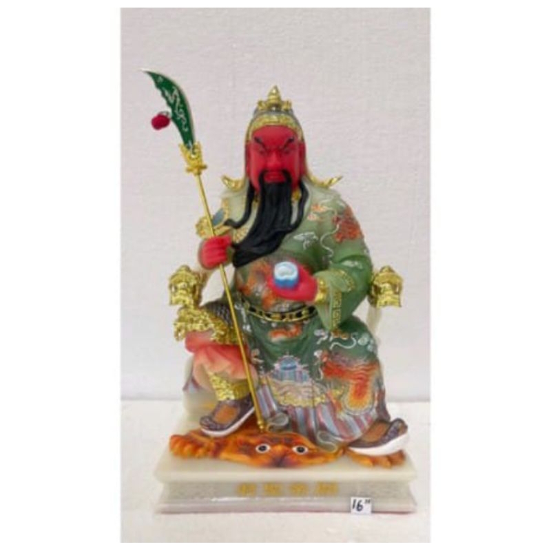patung dewa kwan kung/ kwan kong / kwan te - mamer - 16inch - duduk - l23