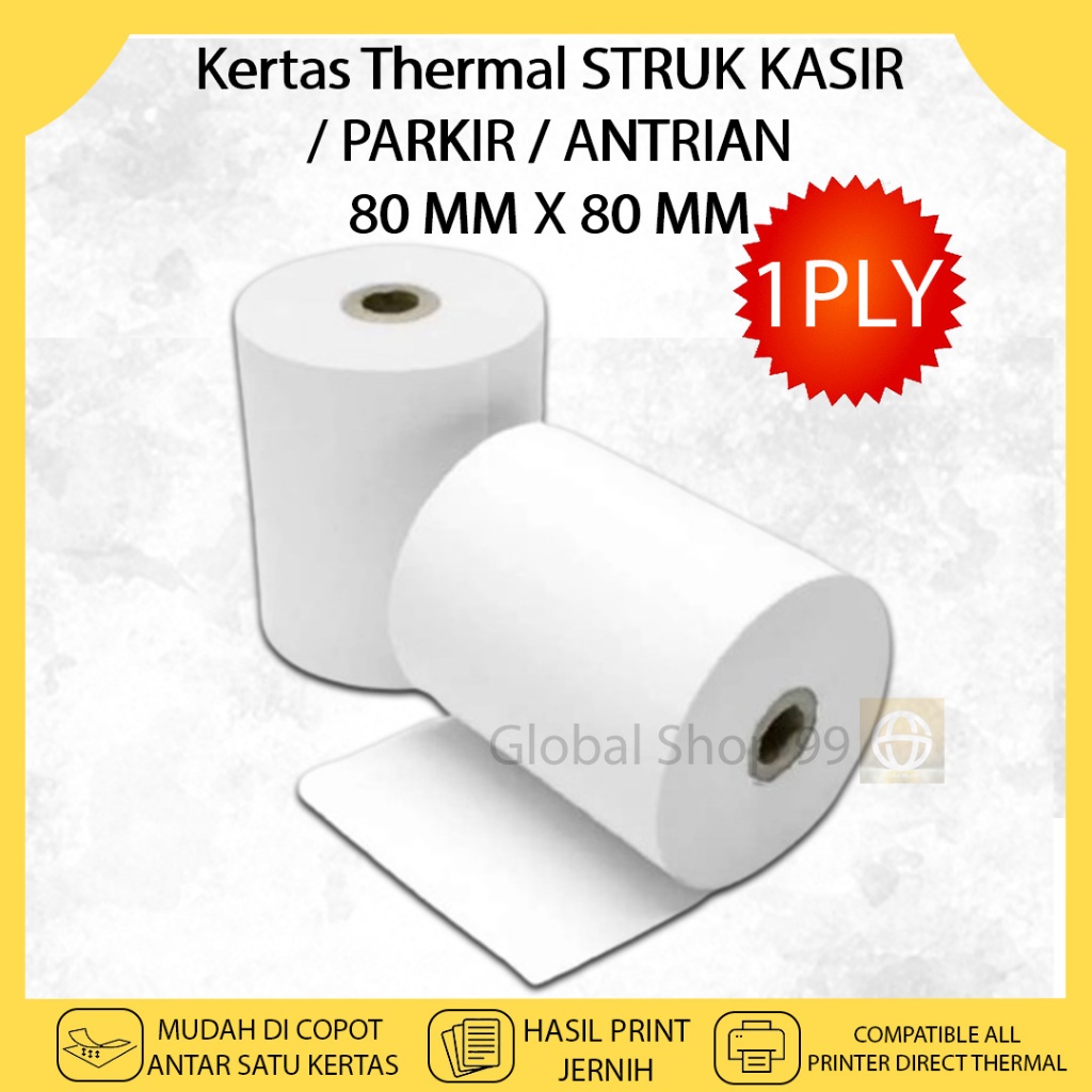 

Kertas Struk Nota Kasir Parkir Antri 80 X 80 1PLY HVS PAPER Satu Rangkap Thermal