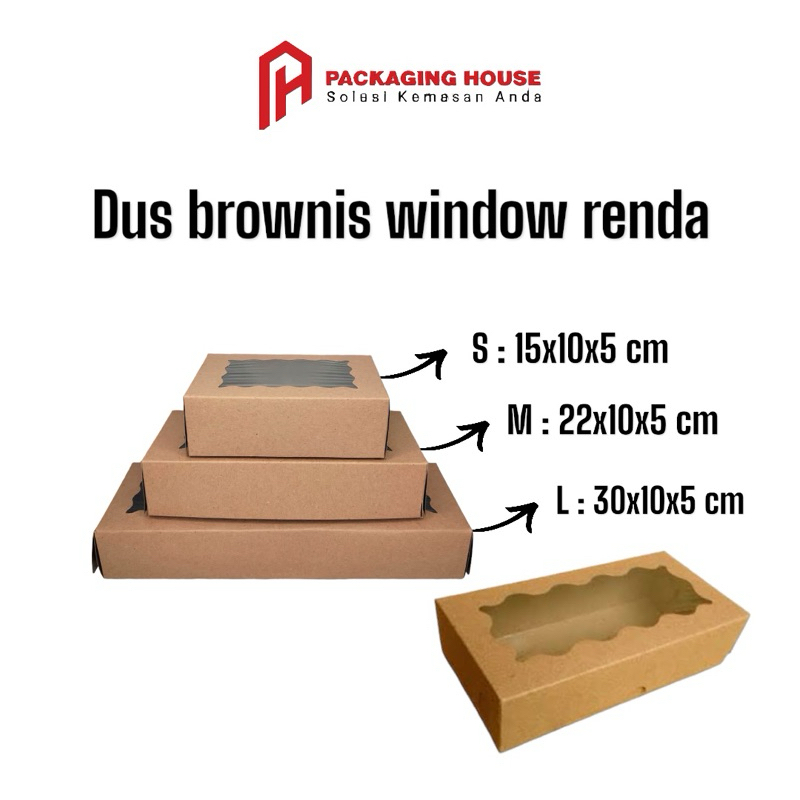 

[10 pcs]Dus Brownies Kraft Laminasi | Box Brownies Jendela | Kemasan Brownies | Long Box Renda |