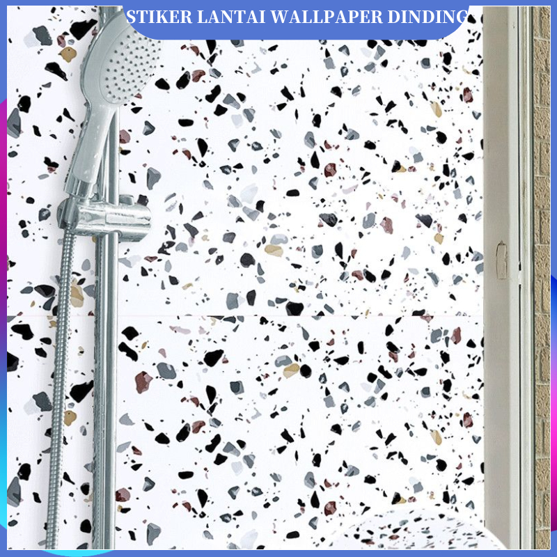 Sticker Lantai Dinding Motif Marmer 61*300CM Perekat Wallpaper Kamar Mandi Dapur Ruang Tamu Kamar Ti