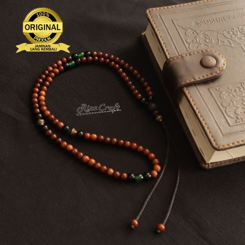 Kalung Gelang Tasbih Kecil Kayu Kokka Kaokah Khokkah THE TRIPLE AL HASIB Asli Original Mix Batu Akik