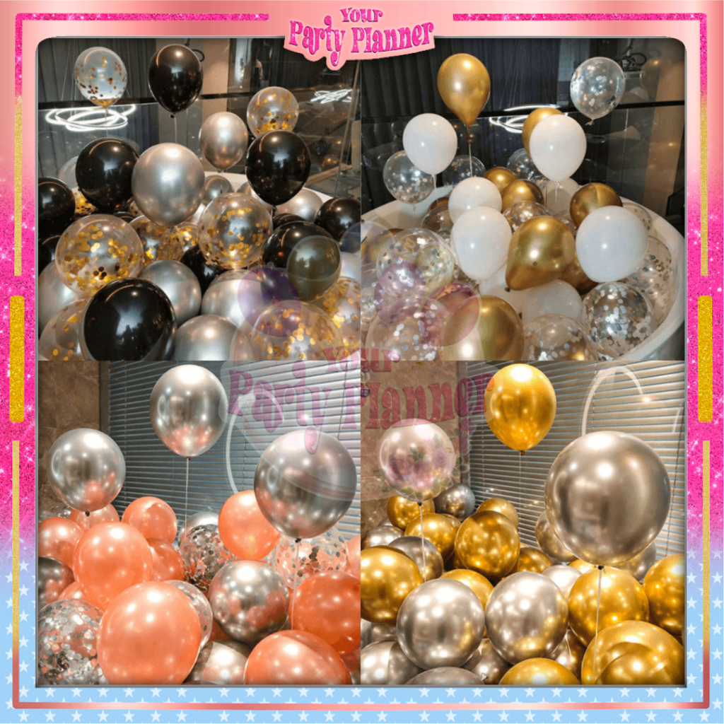 [PARTY PACKAGE] Balon Latex Chrome Metallic Paket Fancy Pesta Ulang Tahun / Set Paket Dekorasi Ulang