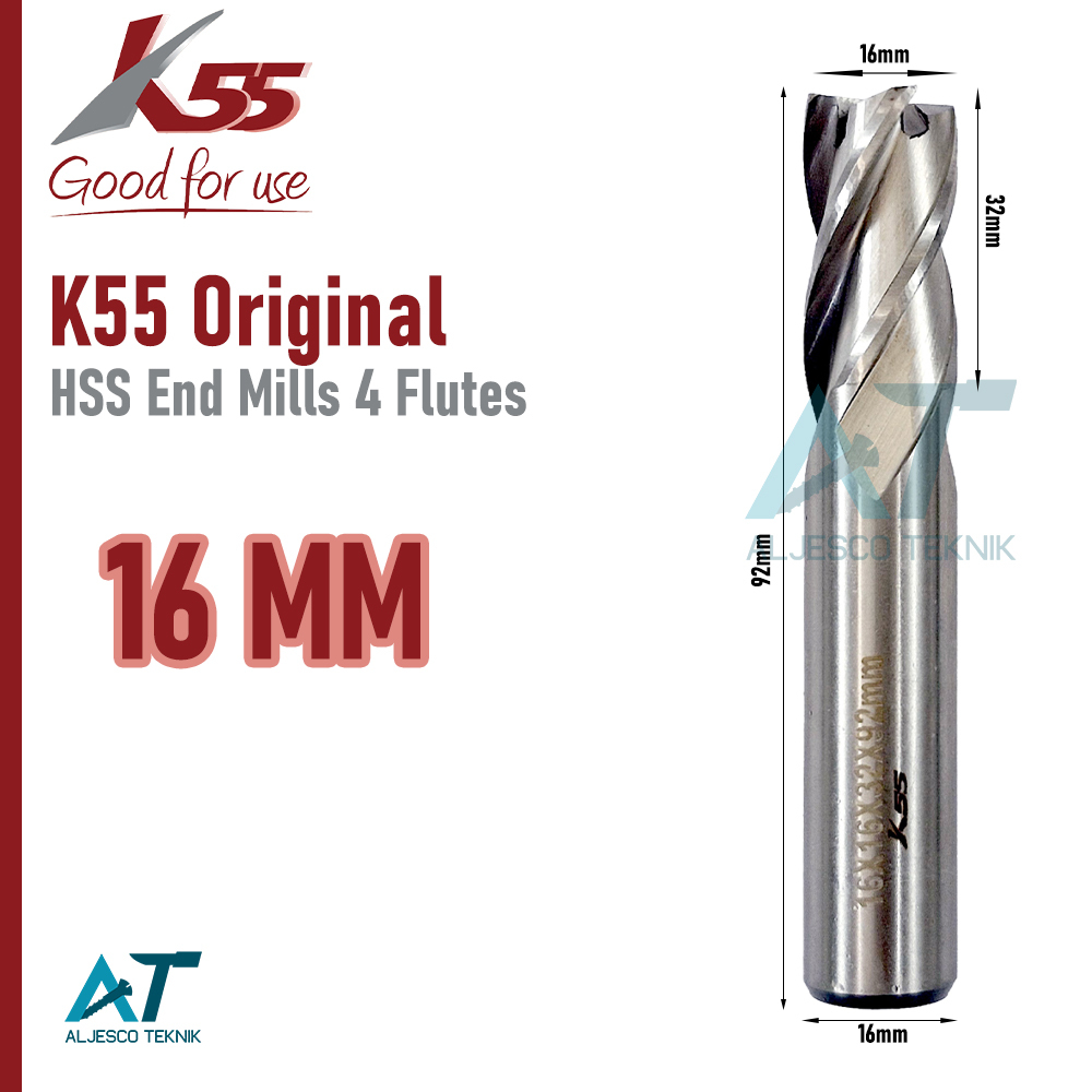 K55 END MILL 16MM 4 FLUTE ENDMILL 16 MM