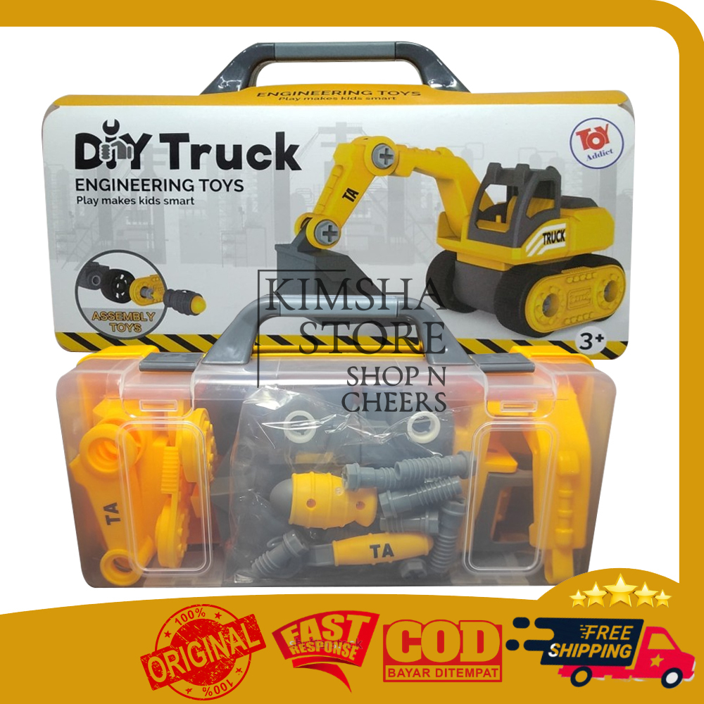 DIY Truck Engineering Toys Construction Tools Koper Truk Kontruksi Mainan Edukasi Anak Membongkar Me