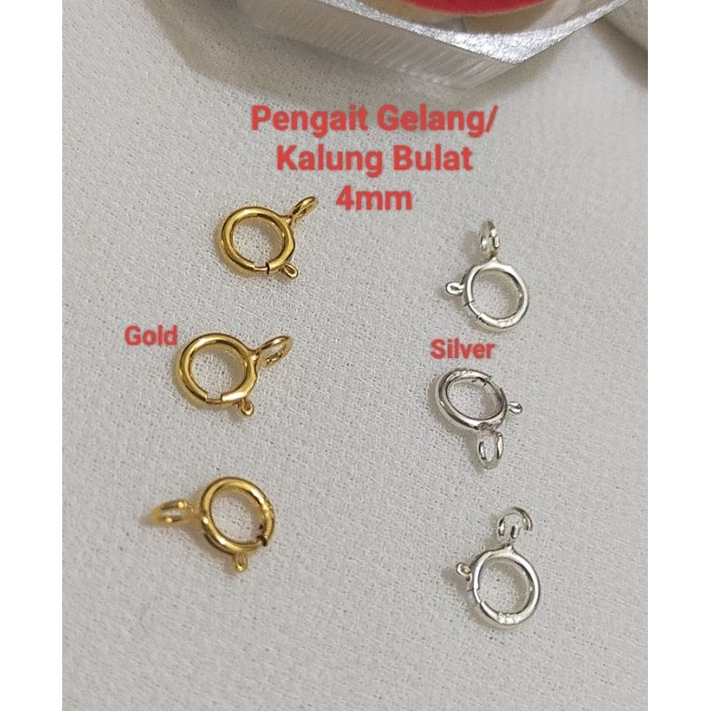 Pengait Bulat Kalung/Gelang Perak 925 Lapisan Mas