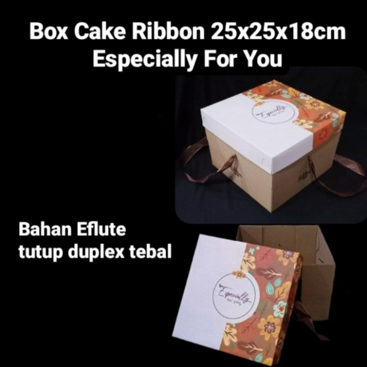 

(2 Pcs) Kotak Cake Birthday Box Tenteng Kue Bolu Packaging Dus Kue Tinggi Puding Ribbon 25x25x18