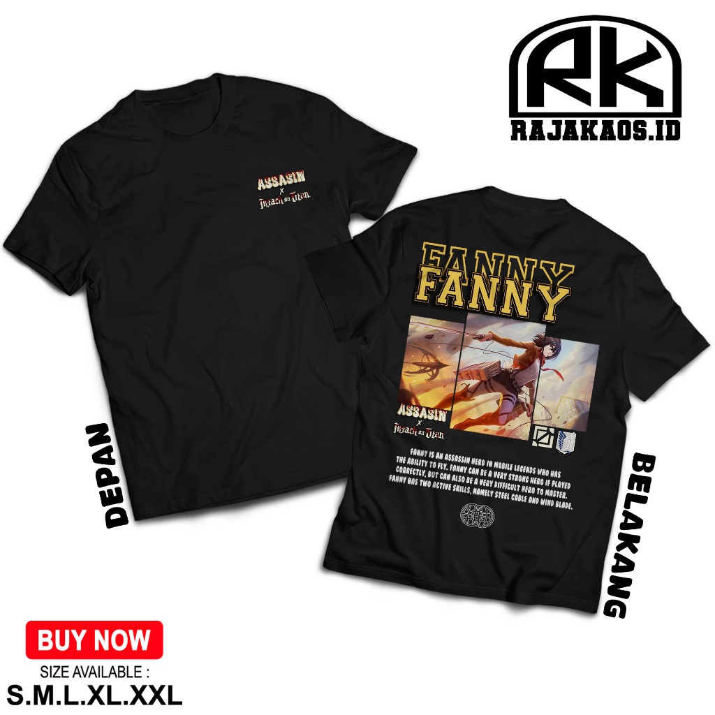 RAJA KAOS MOBILE LEGEND FANNY AOT - KAOS FANNY ASSASIN - KAOS ML VIRAL - T-SHIRT PRIA - ATASAN PRIA