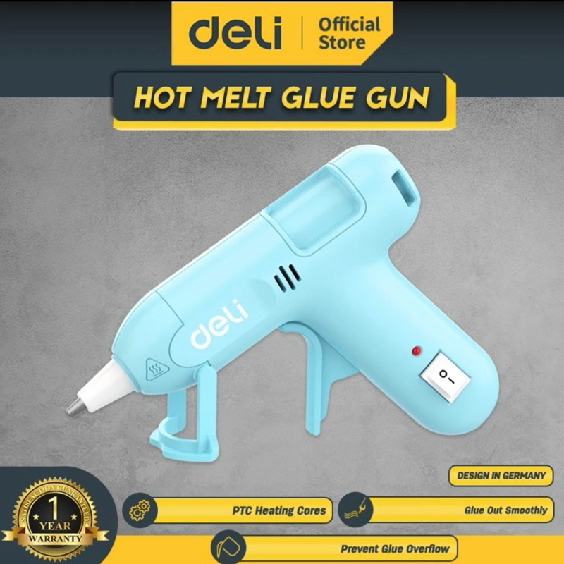 Deli Hot Melt Glue Gun / Lem Tembak 20W Gratis 10 Lem - Pink atau Biru