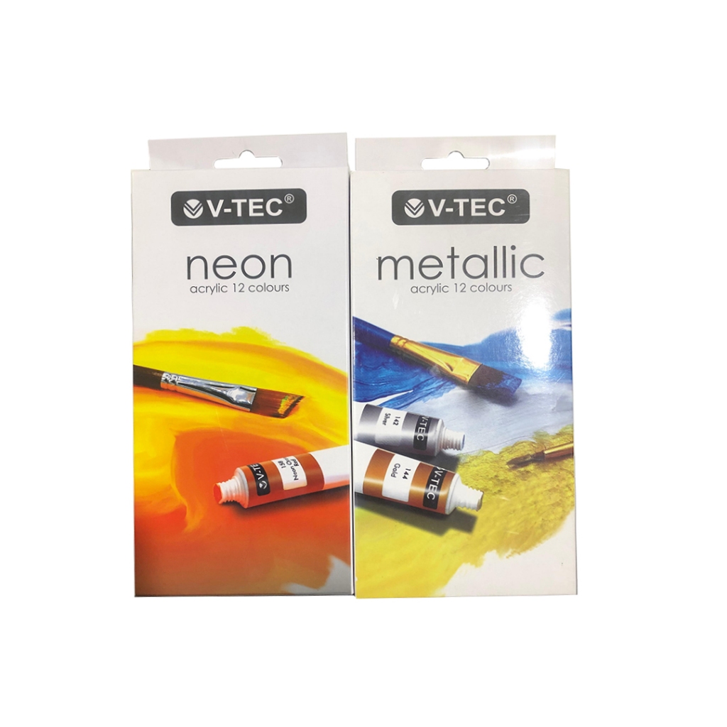 

Acrylic 12 Colours V-TEC / Cat Akrilik Neon & Metalic / Cat Melukis V-TEC