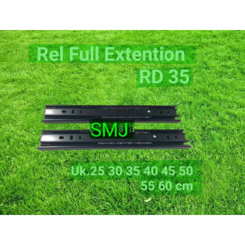 Rel Full Extention MURAH RD 35 Panjang 50 cm - per Pasang Ril Double Tarik FE 35 - 50p0mm (Bukan Hub