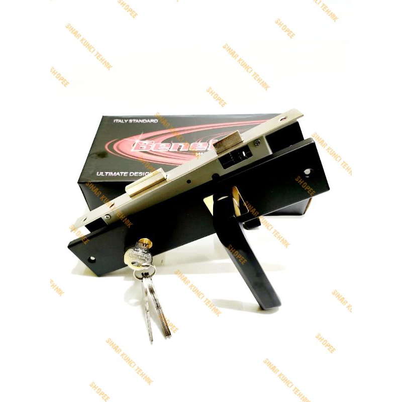 Kunci Pintu Besar Hitam 25cm BENELOCK - Handle Pintu Besar Hitam 1 Set