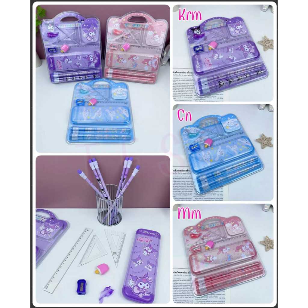 

Stationery set sanrio Kuromi Cinnamoroll Melody anak dewasa koleksi cute kado alat tulis sekolah