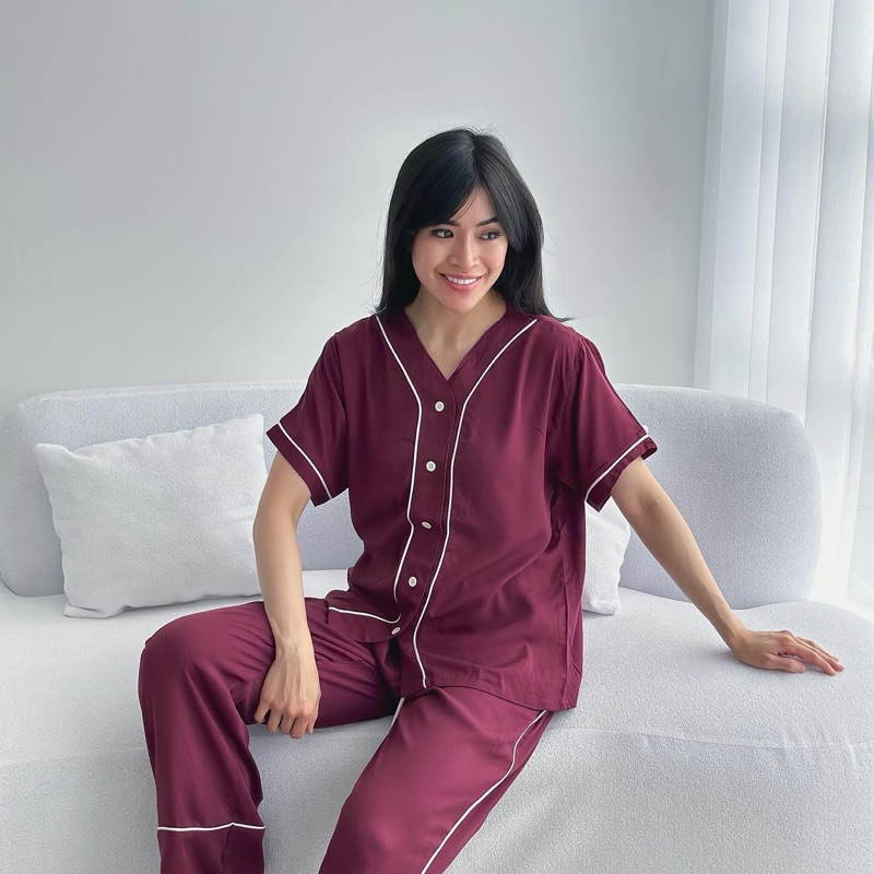 PIYAMA RAYON TWILL NUNA SET / Baju tidur twill