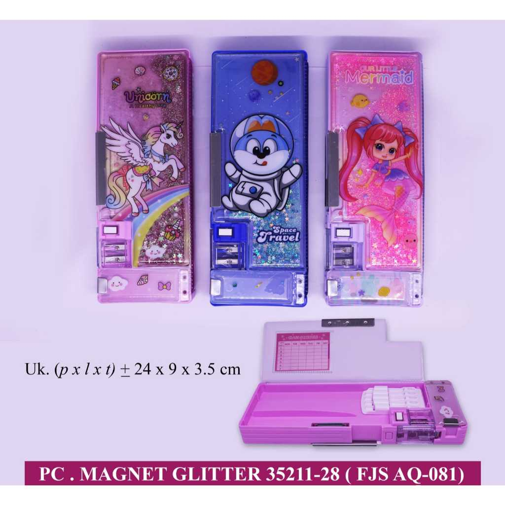 

Pencil Case Magnet/ Tepak/ Tempat Alat Tulis/ Tempat Pensil Magnet 2 sisi/ Kotak Pensil Karakter Lucu + Glitter/ Kotak Pensil Multifungsi