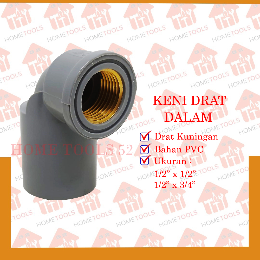 Keni Drat 1/2"x 1/2" -  1/2"x3/4" Keni Drat Dalam Kuningan SOVA Faucet Elbow knee