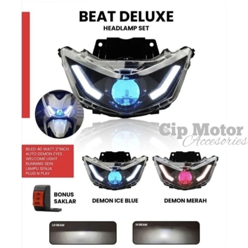 Lampu Depan Reflektor Set Projie BEAT DELUXE 2020 2021 2022 2023 2024