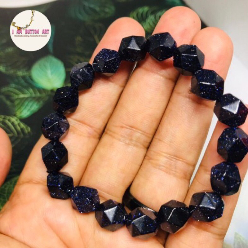 Gelang Bracelet Batu Pasir Emas Biru Hexagone