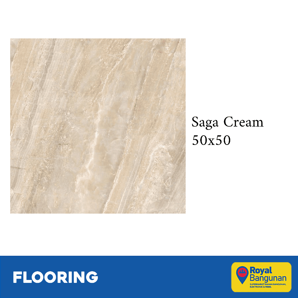 Milan Keramik Saga Cream 50x50 Keramik Lantai Motif Marble Glossy