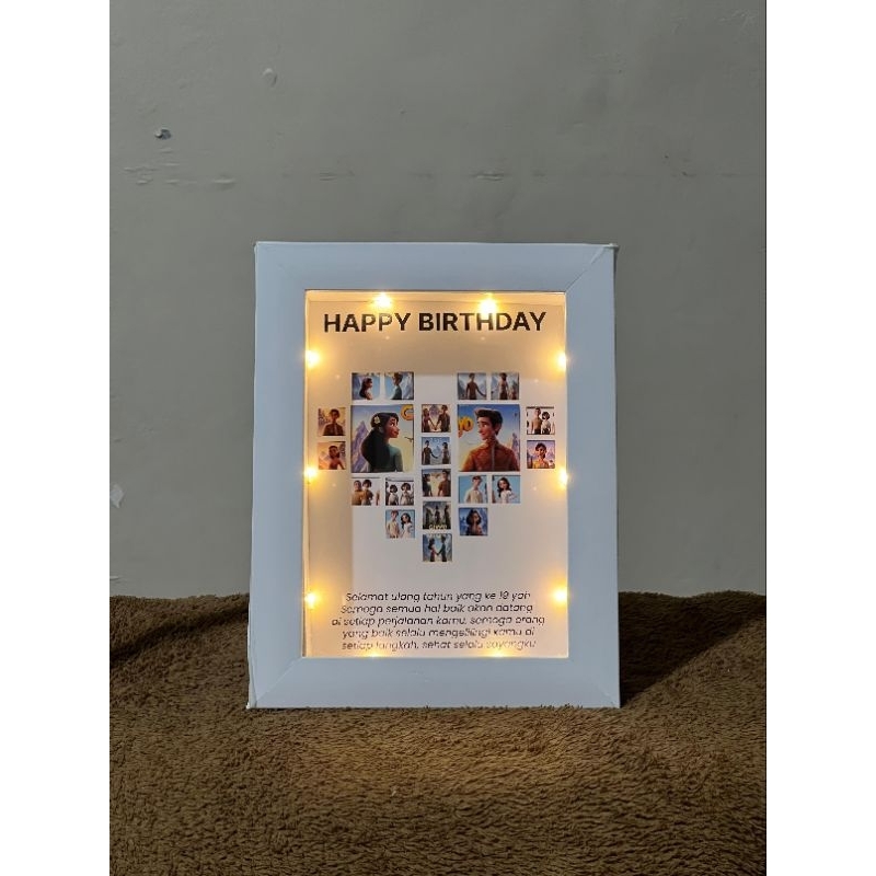 Bingkai Foto 3D Aesthetic LED- Kado Ulang Tahun Cewek Cowok Wisuda Anniversary