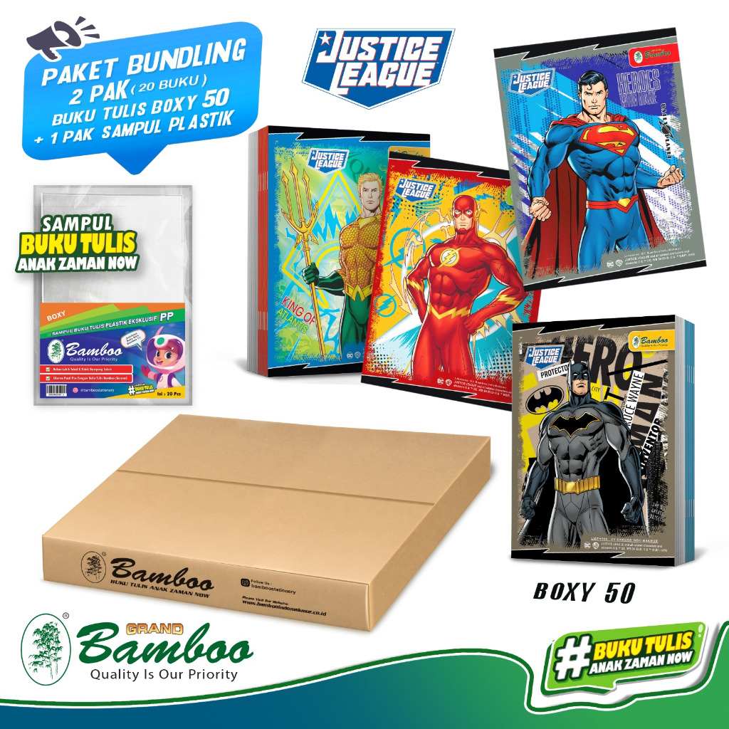 

Bamboo Buku Tulis Boxy 50 JL (Bundling 2 Pak Buku+Sampul Plastik)