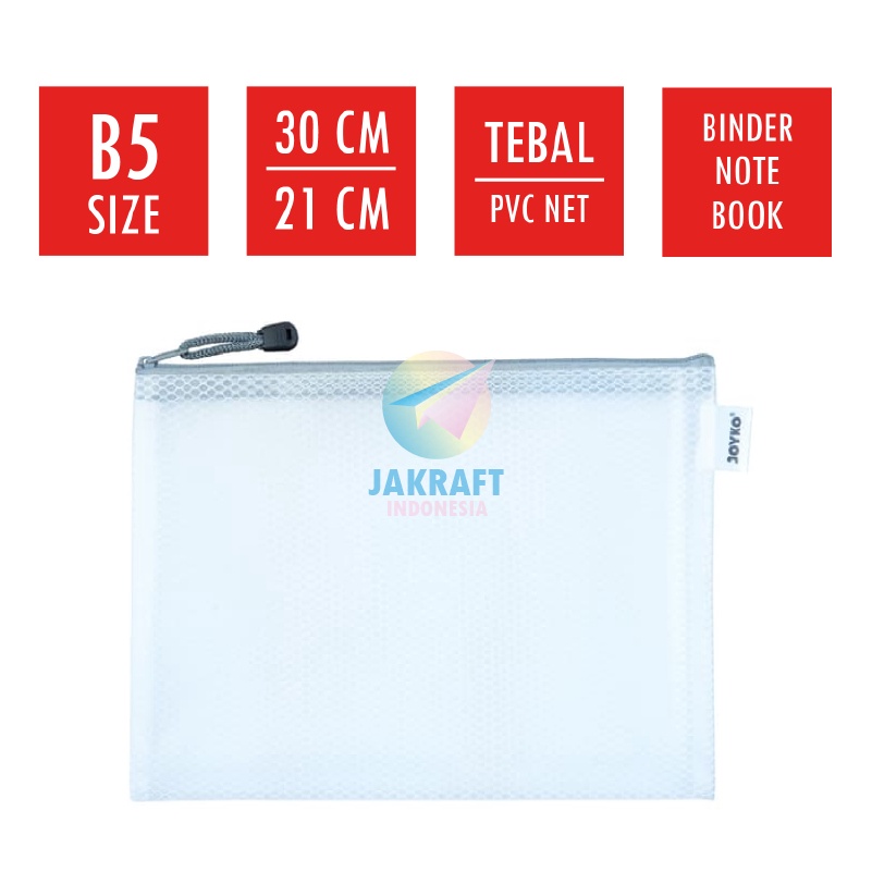 

MURAH MERIAH 1 Pcs Zipper Document Bag Jaring B5 JOYKO DCB46 Buku Tulis Boxy Campus Binder Note