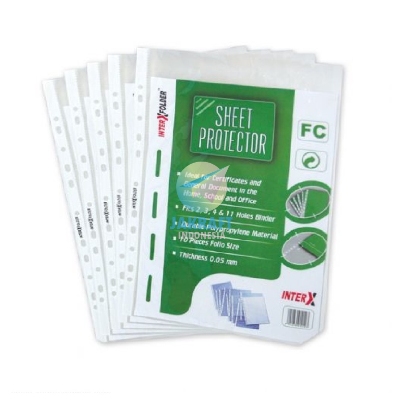 

DISCOUNT TODAY 1 Pcs Sheet Protector INTERX F4 FC Folio 5 mm PP Pocket Kantong Document Ordner Binder Bantex