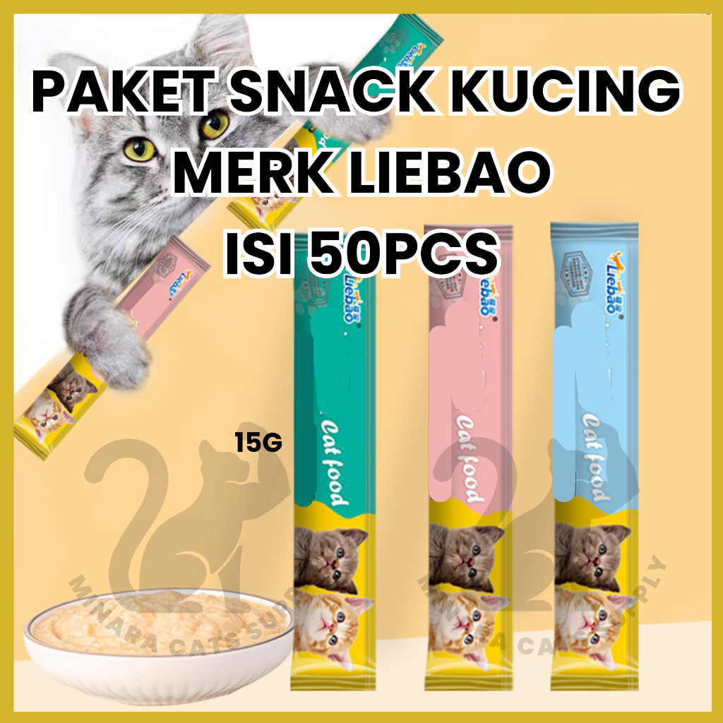 RAGASI_S - SNACK KUCING PAKET 50PCS MIX LIEBAO PEIEN MIXI MEO ROYAL CANIN CREAMY WET DRY FOOD