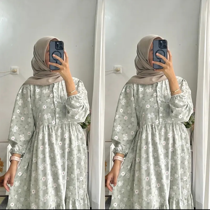 JEENA DRESS BUNGA // DRESS KOREA STYLE // DRESS WANITA BUSUI // GAMIS WANITA TERBARU