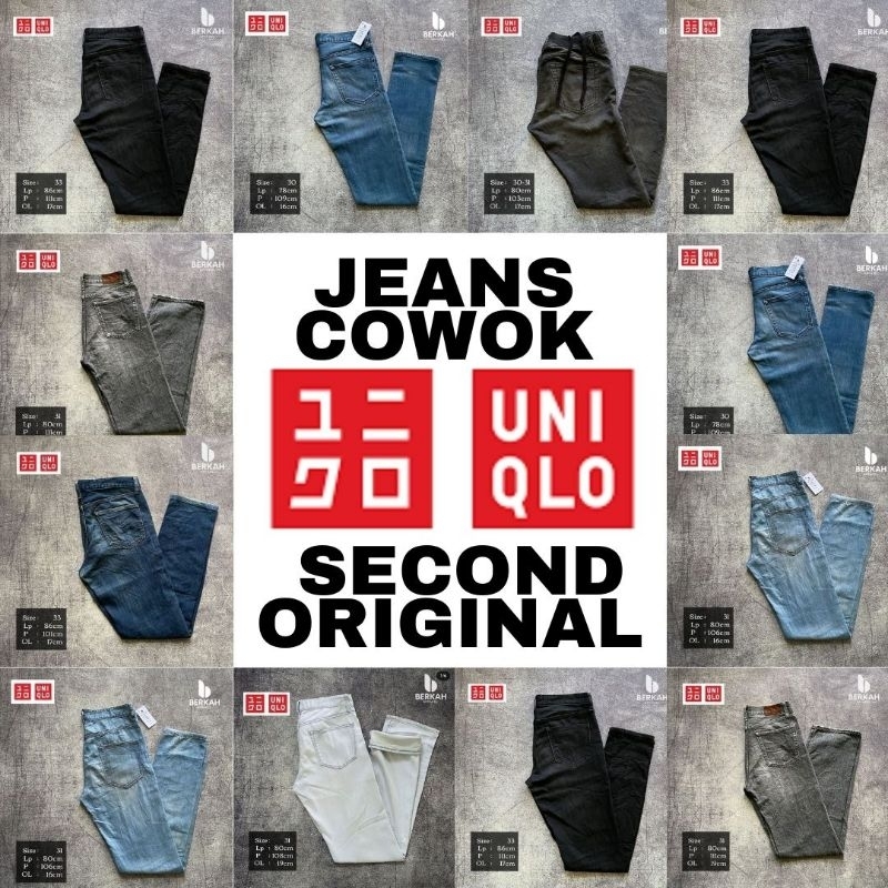 CELANA JEANS UNIQLO COWOK SECOND BRAND