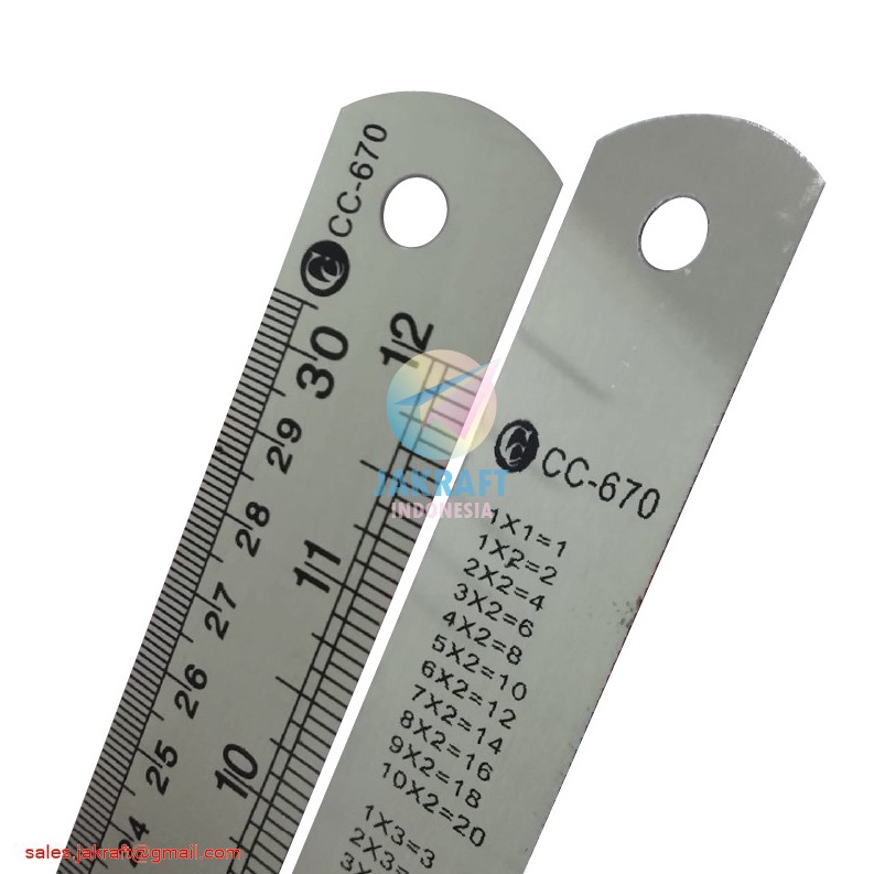 

MURAH 1 Pcs Penggaris Besi Panjang 3 cm SQUEEZY CC67 Stainless Steel Ruler 12 Inch Murah Ekonomis Anti Karat