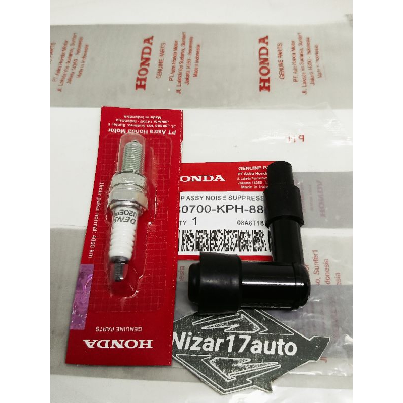 BUSI DENSO+TUTUP BUSI NGK HONDA SUPRA X 125 KARISMA KIRANA