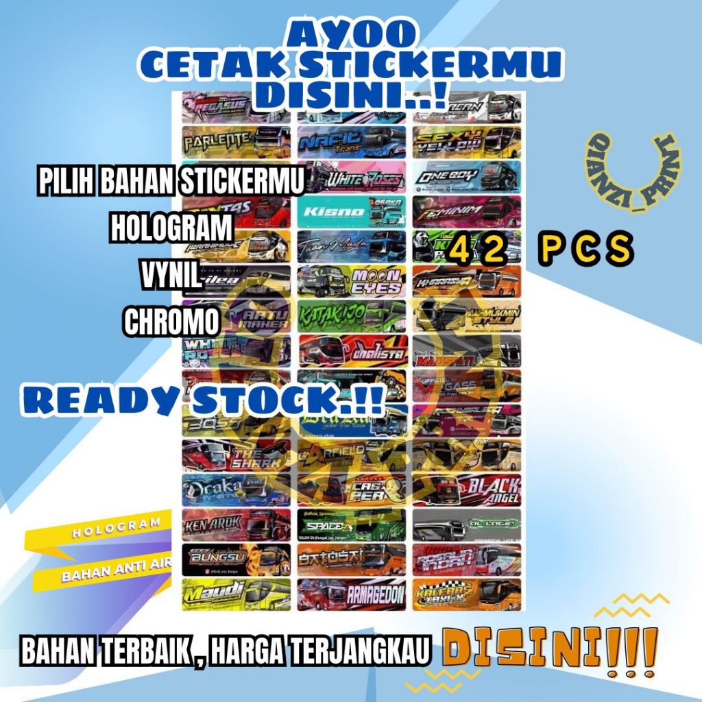 

Stiker Bus Panjang Sticker Bus 45pcs SUDAH DIPOTONG
