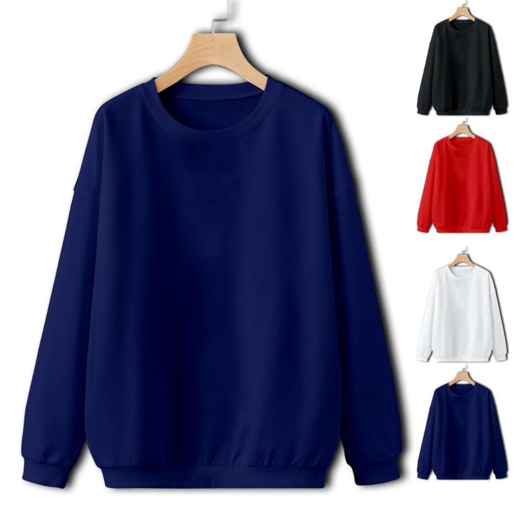 Liso wear - Sweater polos pria | sweater basic oversize polos panjang crewneck bahan babyterry