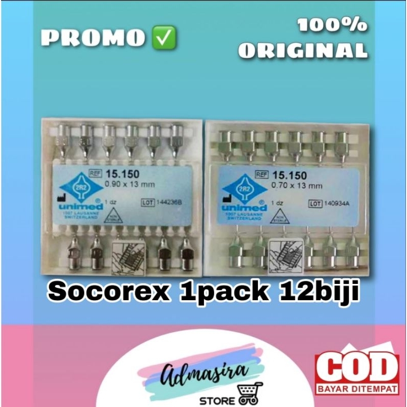 JARUM SOCOREX 0.7 0.9 isi 12 biji Unimed Jarum Suntik 13mm