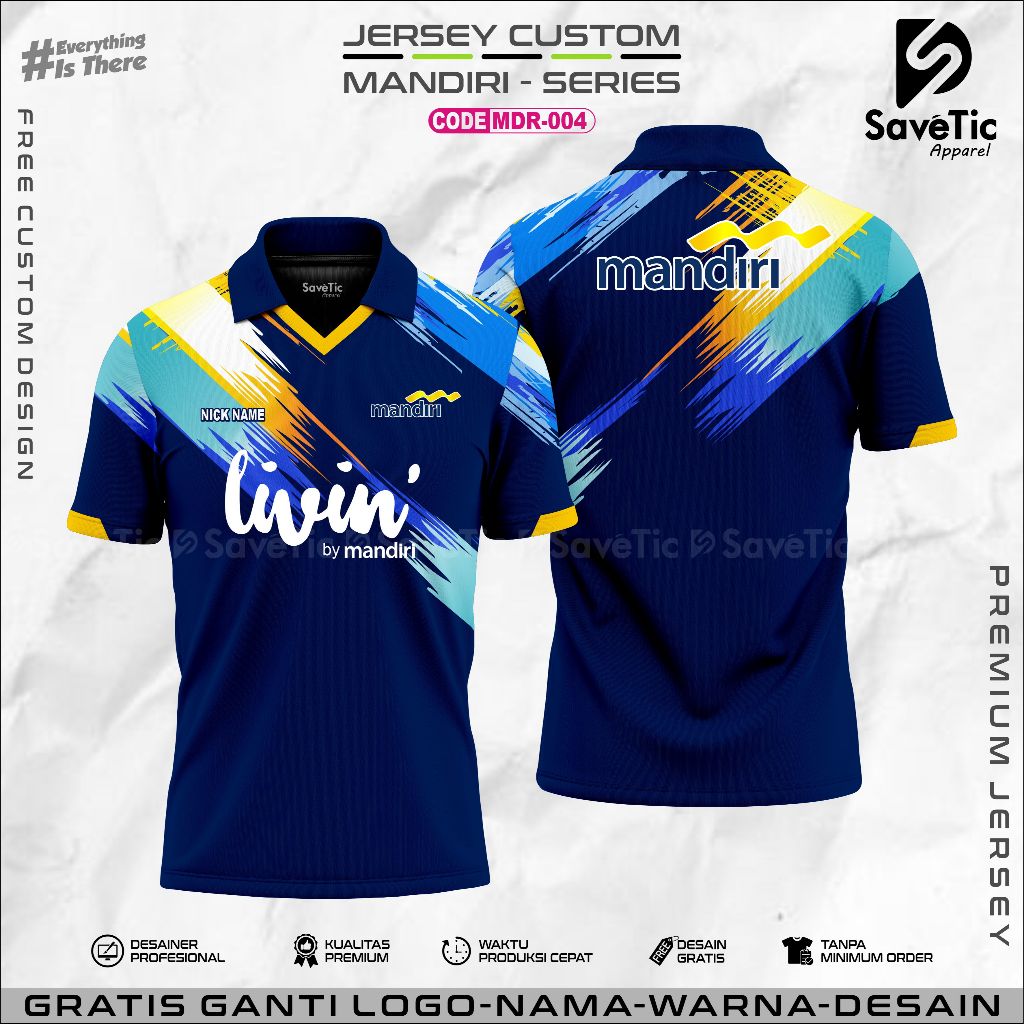 BAJU KAOS JERSEY BANK MANDIRI PART02 FULL PRINTING SUBLIM CUSTOM