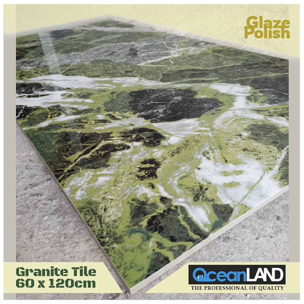 Granit lantai 60x120 Hijau Moss Green Super Glossy Grade AAA Original Granite Tile