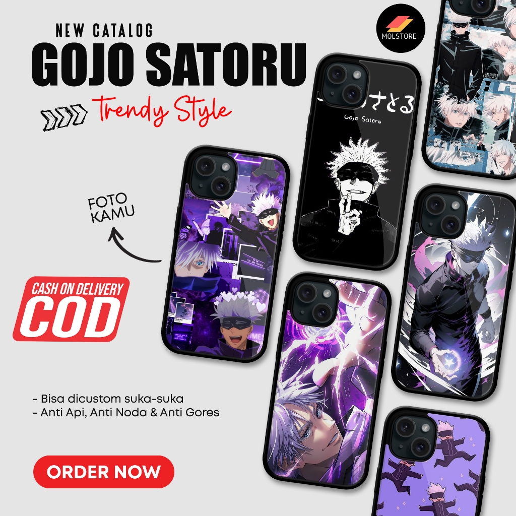 gojo satoru softcase glass untuk iph0ne, s4msung, viv0, 0pp0, r3alm3, r3dmi, p0co, infin1x, xia0mi
