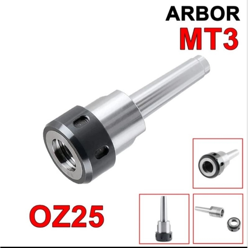Arbor milling MT3 OZ25 .arbor milling frais Mt3 collet oz25 baru . gagang collet oz25 . arbor miling