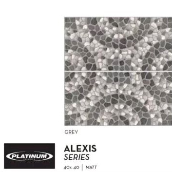 Keramik Platinum 40x40 Matt / Kasar Alexis (motif batu Variasi melingkar sambung) grade A
