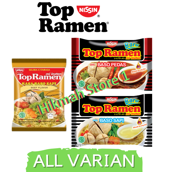 

Nissin TOP Ramen / Nissin TOP Ramen Baso Pedas / Nissin TOP Ramen Baso Sapi / Mie 1500 termurah