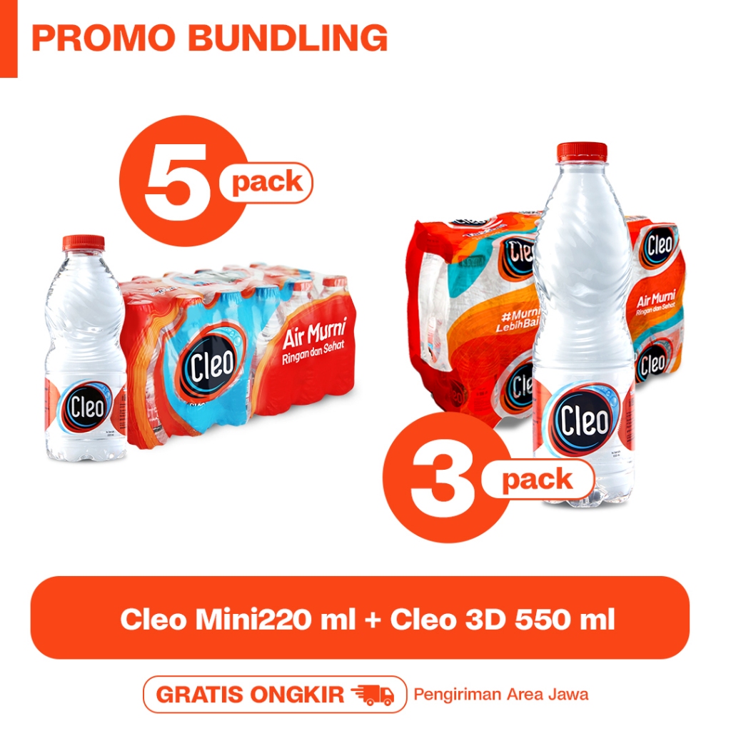 

Paket Hemat Air Murni Cleo 3D 550 ml SR 3 packs & Cleo Mini 220 3D 5 packs